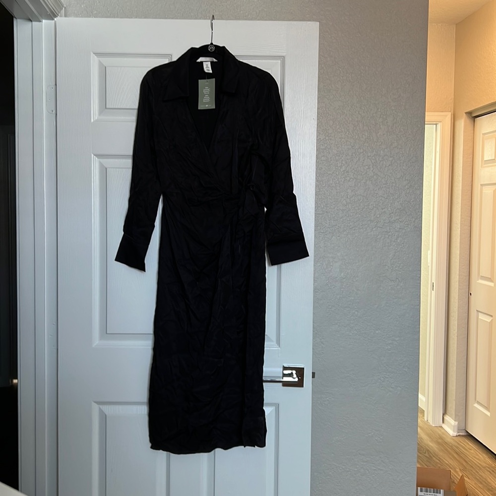 Black midi wrap dress from H&M